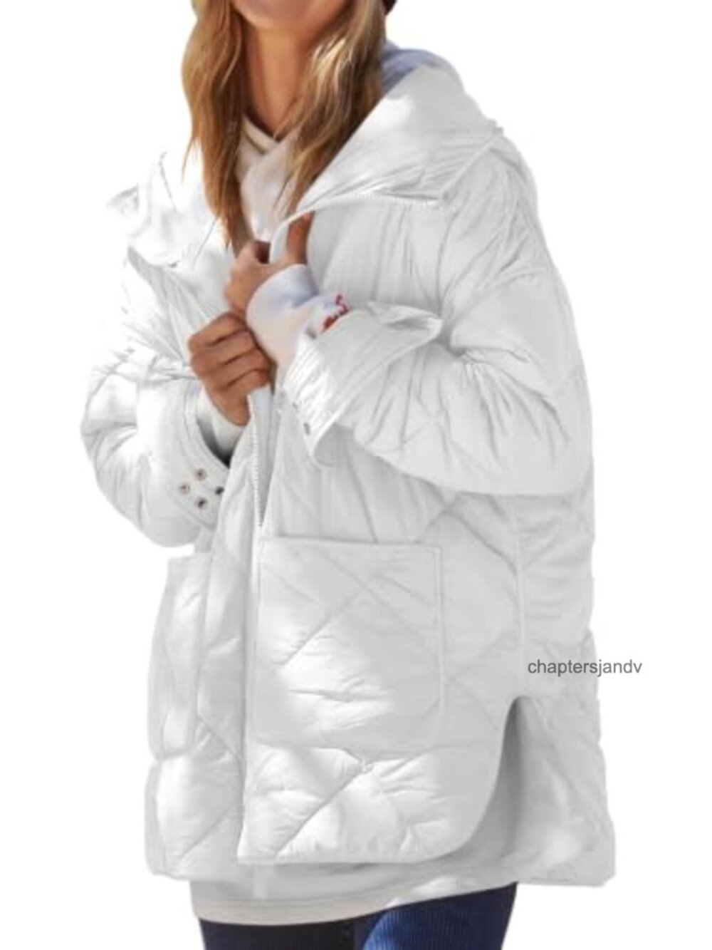 Quilted Puffer Jacket Hooded Oversized Batwing Sleeve Winter Coat